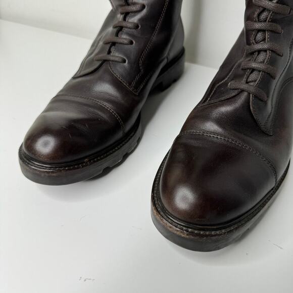 Gucci Tall Combat Brown Leather Boots 7.5 - Picture 9 of 15